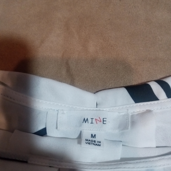 Mine White & Black Off The Shoulder Long Sleeved Lightweight Blouse Top Medium - Picture 5 of 10